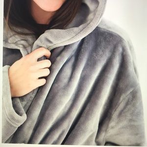 Anne Selke fleece greylac hooded robe grey/lilac